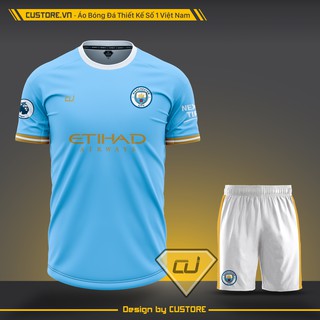 Áo đá banh nam nữ Vải mè nhật CUSTORE CLB/Câu lạc bộ MANCHESTER CITY mới nhất 2020 2021 2022