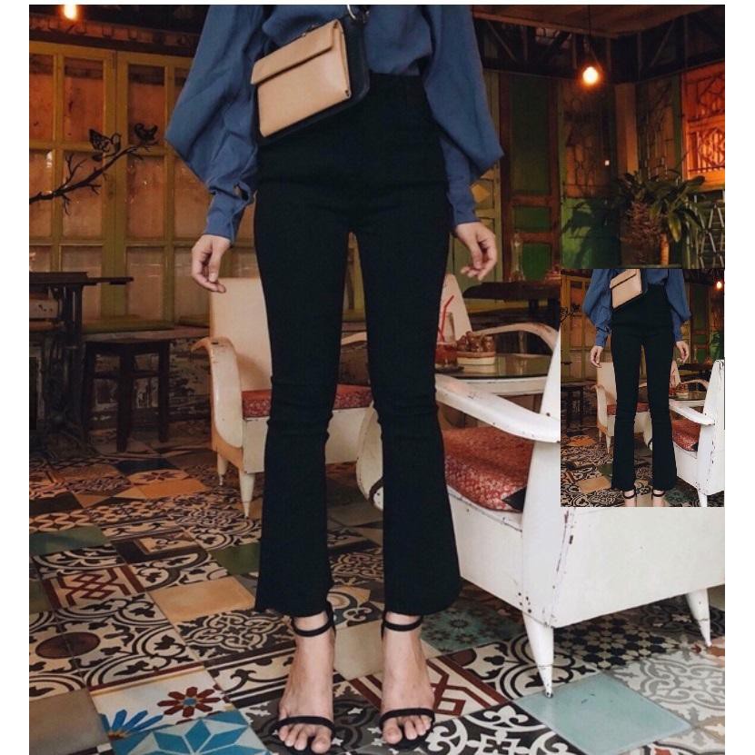 quần jean nữ ống loe màu đen xịn af1