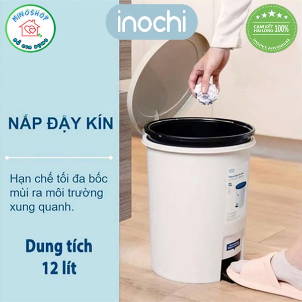 Thùng Đựng Rác INOCHI, Thùng Rác Nhựa Đạp Chân Tiên Lợi Phù Hợp Cho Văn Phòng Và Phòng Khách Loại 6L - 12L