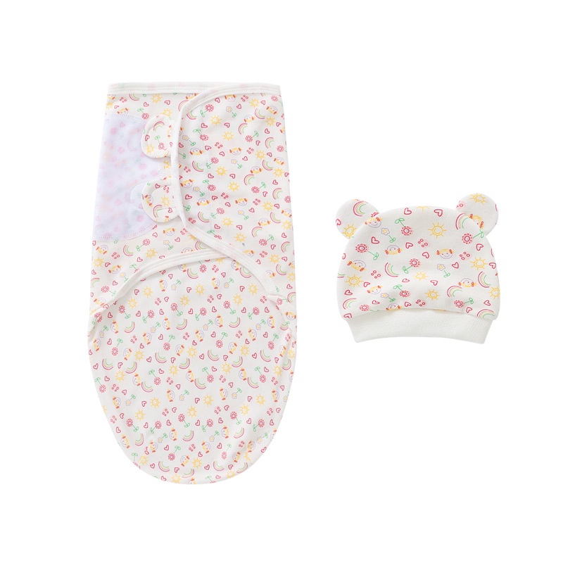 Bộ Ủ Kén Kèm Mũ Vải Cotton Cho Bé Sơ Sinh - 2 Tháng