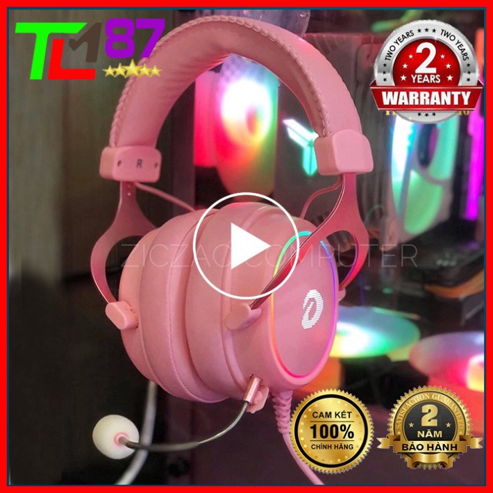 Tai Nghe Gaming LED RGB Có Mic Headphone Chụp Tai DAREU EH925S Hồng - Tai Nghe Nhạc Máy Tính Laptop Game Thủ Có Dây