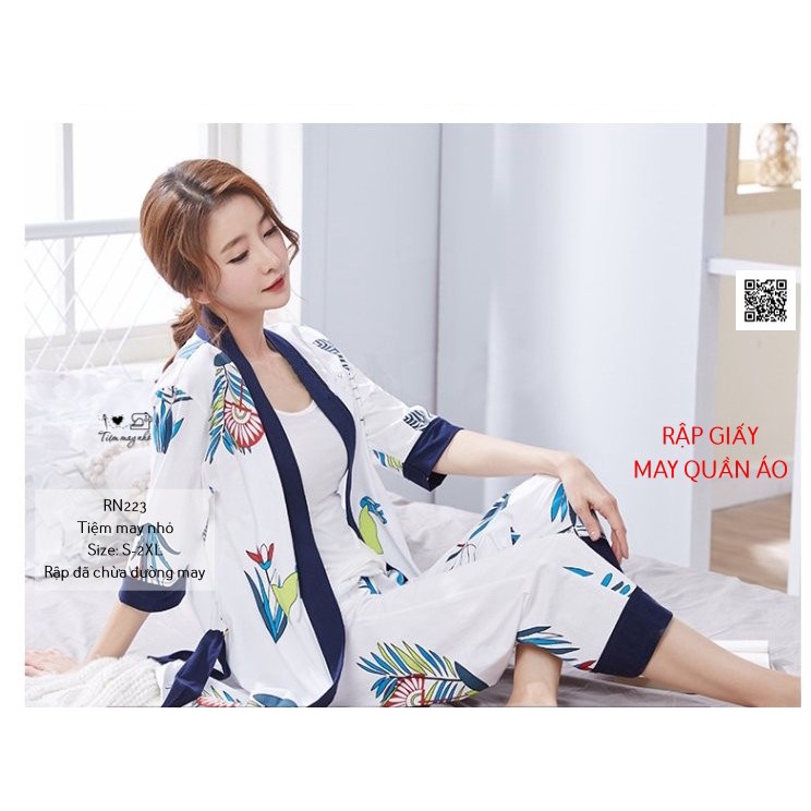 RN223_Rập giấy may bộ ngủ yukata nữ