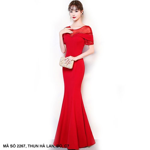 Đầm dạ hội tay phối ren sang trọng