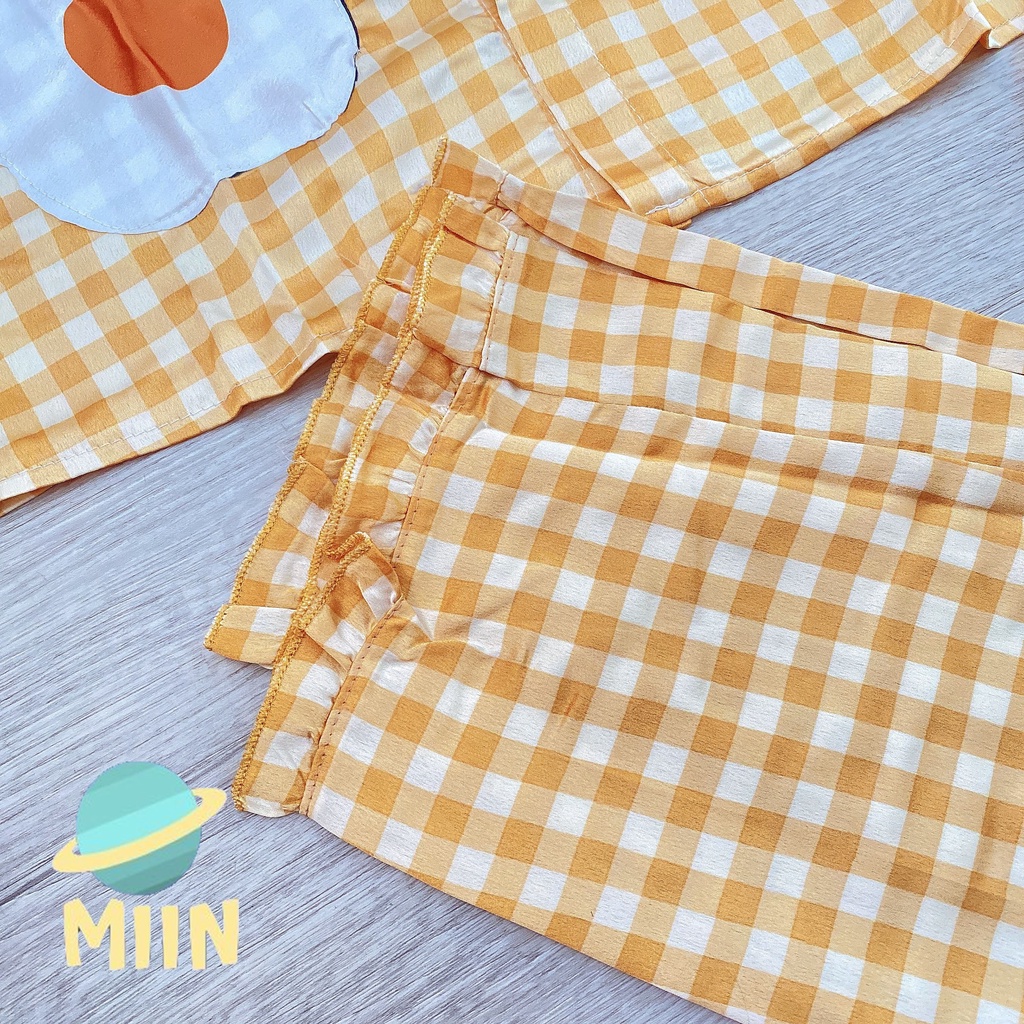 [NGỦ CAO CẤP] BỘ PYJAMA CỘC TAY KẺ HÌNH TRỨNG VÀ BƠ - CHẤT LIỆU LATIN CAO CẤP - PHIÊN BẢN ĐÁNG YÊU