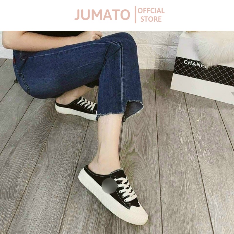 Giày sục thể thao nữ thêu chữ N.Y đế cao 3cm JUMATO