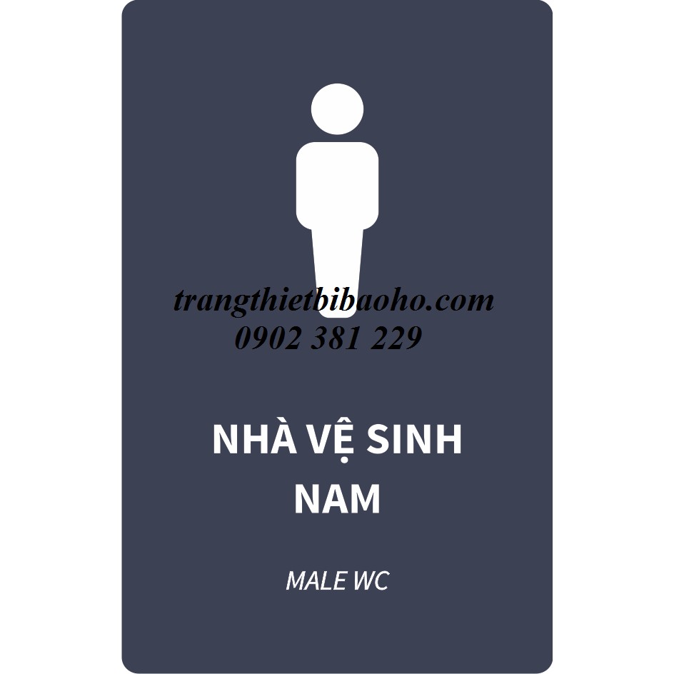 Bảng mica WC, nhà vệ sinh nam nữ kích thước 15 x 25cm - nền xám xanh