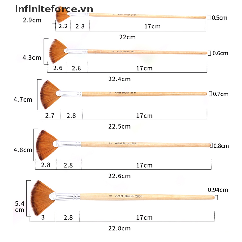 Bộ 5 Cọ Trang Điểm Hình Cánh Quạt