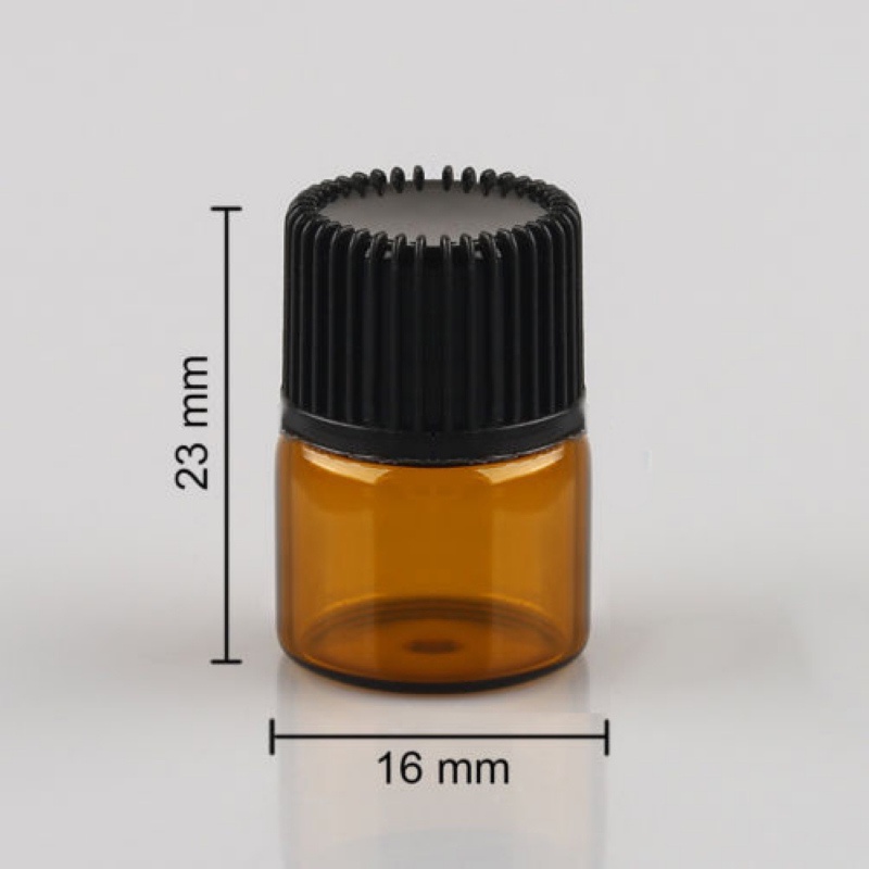 [Hàng mới về] Chai thủy tinh mini 1ml màu hổ phách có nắp màu đen dùng lưu trữ mỹ phẩm