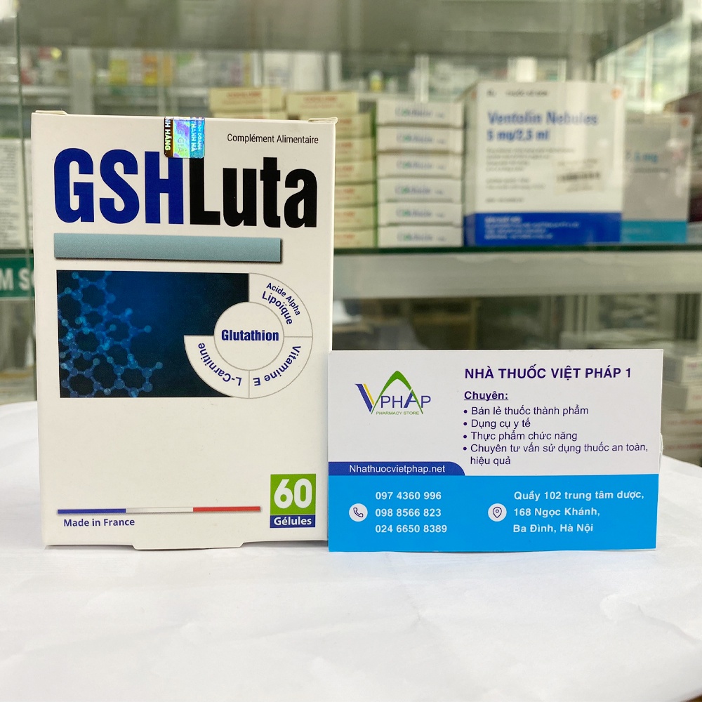 Viên uống GSHLuta Giúp Hỗ Trợ Làm Trắng Da, Đẹp Da, Tăng Cường Sức Đề Kháng của Strapharm - Hộp 60 viên