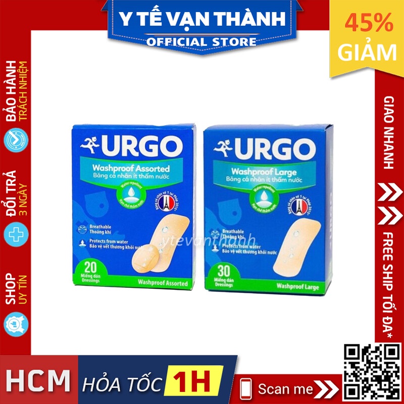 ✅ [CHÍNH HÃNG] Băng Keo Cá Nhân Urgo Washproof | (Pháp) Ít Thấm Nước -VT0883