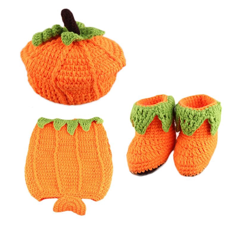 Mary☆Baby Crochet Photography Props Newborn Photo Pumpkin Costumes Infant Clothing