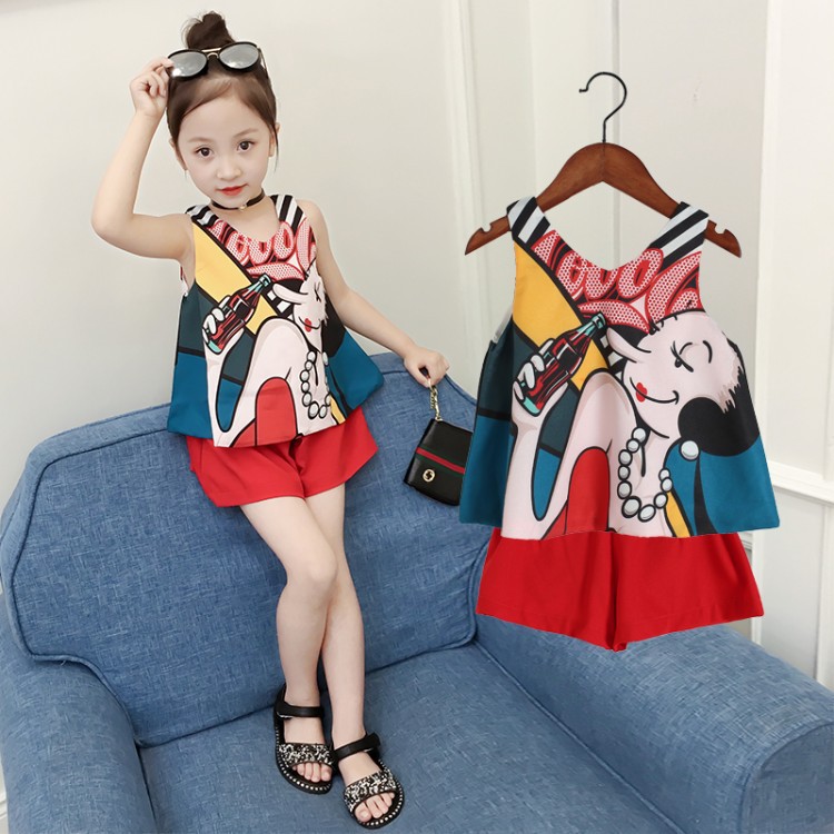 Bộ áo sát nách + quần short thời trang Hàn Quốc 2020 mới cho bé gái