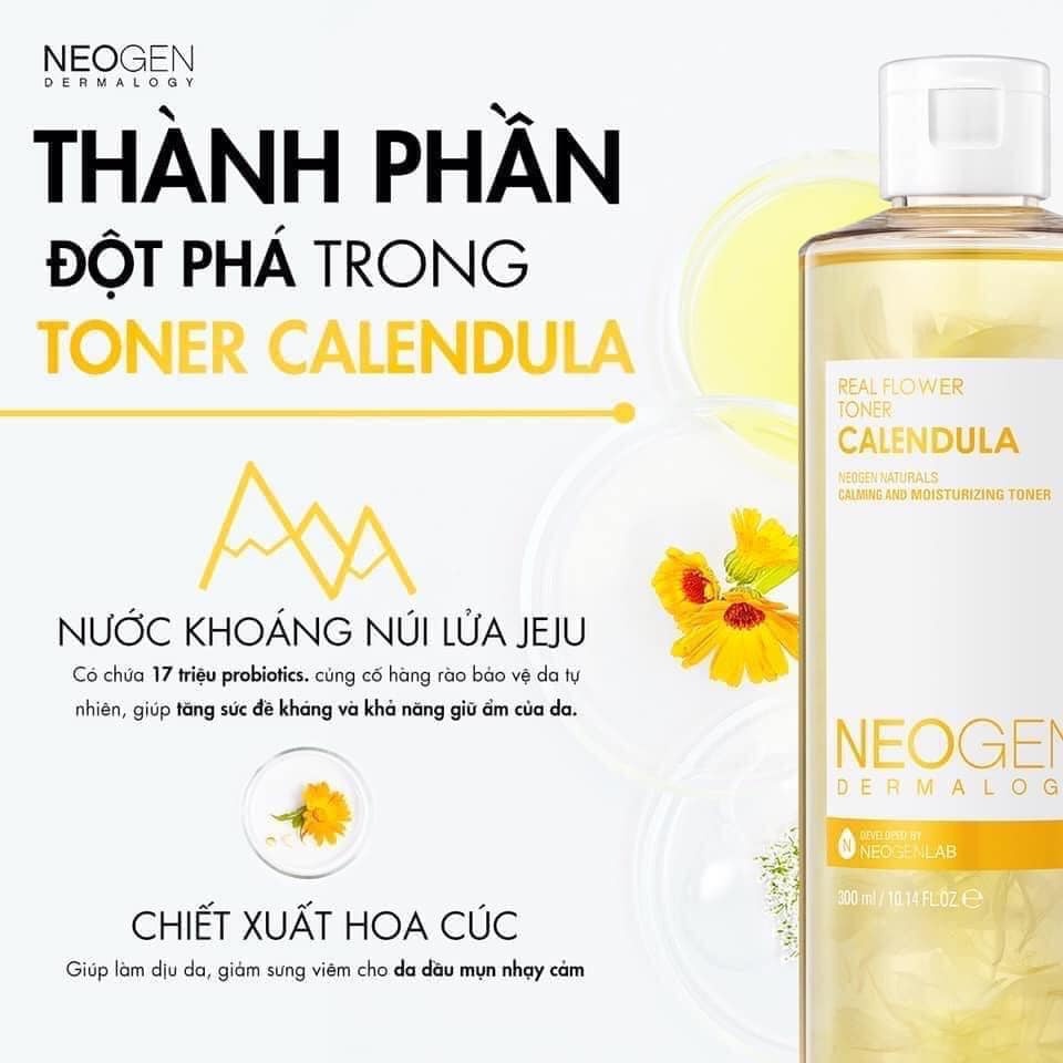 Toner Chiết Xuất Hoa Cúc Làm Dịu Da Neogen Real Flower Calendu . 300ml- Hàn Quốc