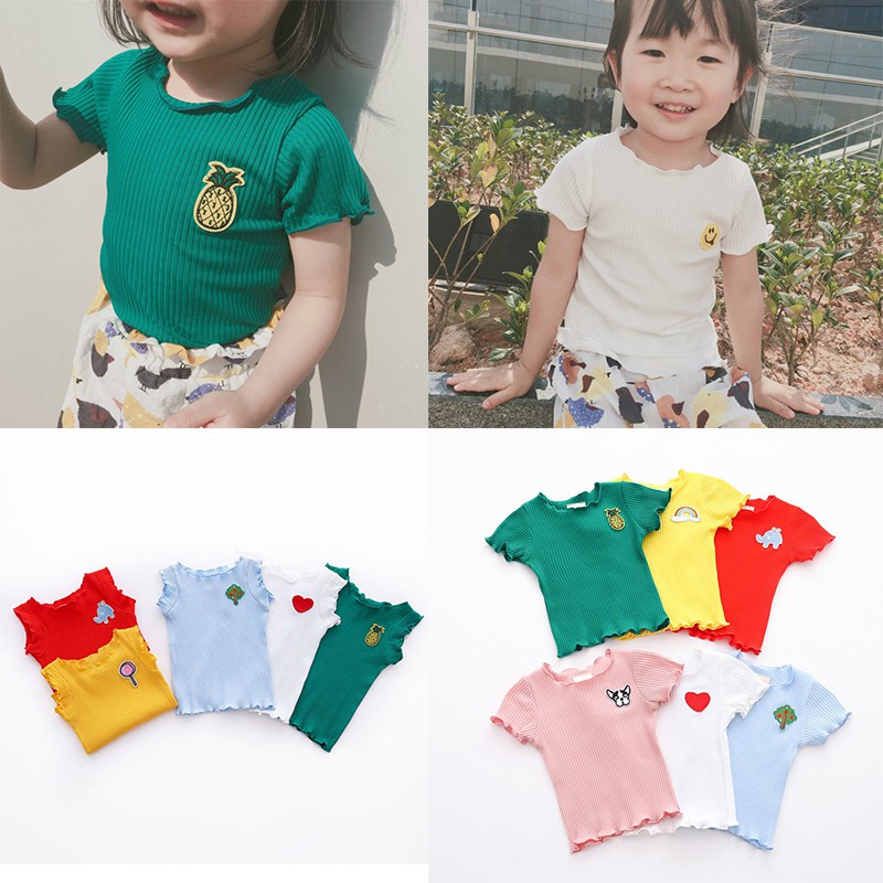 Áo Thun Sát Nách Màu Trơn Đáng Yêu Hợp Thời Trang Cho Bé