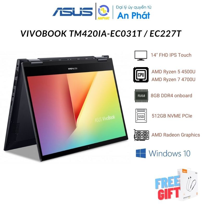 Laptop ASUS VivoBook Flip 14 TM420IA-EC227T R7-4700U | 8GB | 512GB | AMD Radeon Graphics | 14" FHD | Win 10