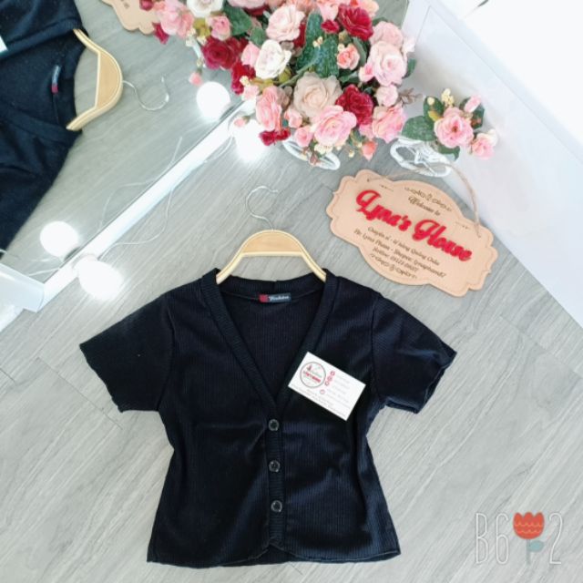 Áo Croptop Cổ Tim Cuốn Biên Màu Tím, Đen, Trắng | BigBuy360 - bigbuy360.vn