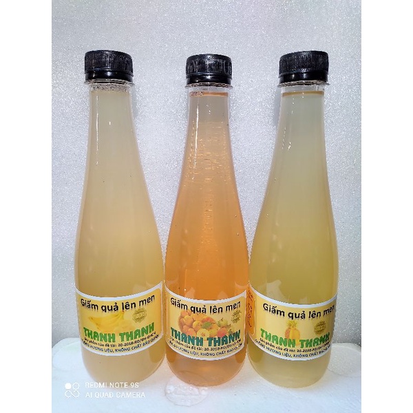 Giấm Táo Mèo, Dứa, Chuối, Xoài hữu Cơ, Lên Men Tự Nhiên ̣̣Thanh Thanh, chai 500ml,  Giàu Vitamin, Đẹp Da, Chua Dịu