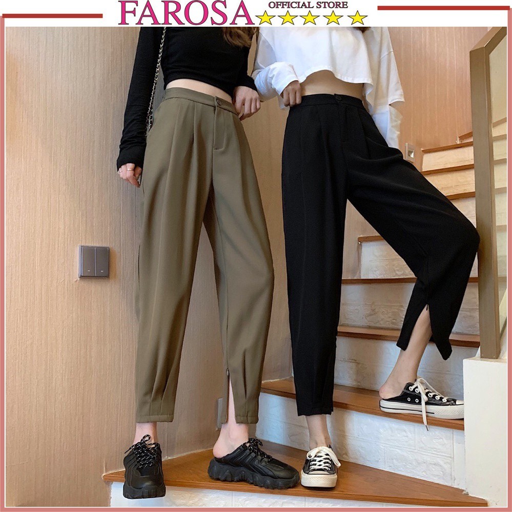 Quần Baggy công sở Ống chân phối Khóa Kéo Lưng Chun Cho Nữ chất tuyết mưa cực hót FAROSA