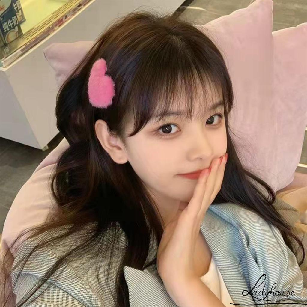 Kẹp tóc hình trái tim bằng vải bông đơn giản dành cho nữ