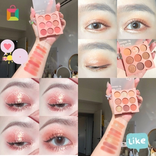 [YIYUE]Nine eyeshadow palette 9 colors withered rose pumpkin orange brown matte glitter caramel plate cherry blossom plate