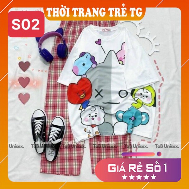 Đồ bộ nữ 𝑭𝒓𝒆𝒆𝒔𝒉𝒊𝒑 Set Đồ Bộ Quần Sọc Caro Ống Rộng S01 Hình Gấu Trà Sữa Freesize Form Rộng Cực Thoáng Mát