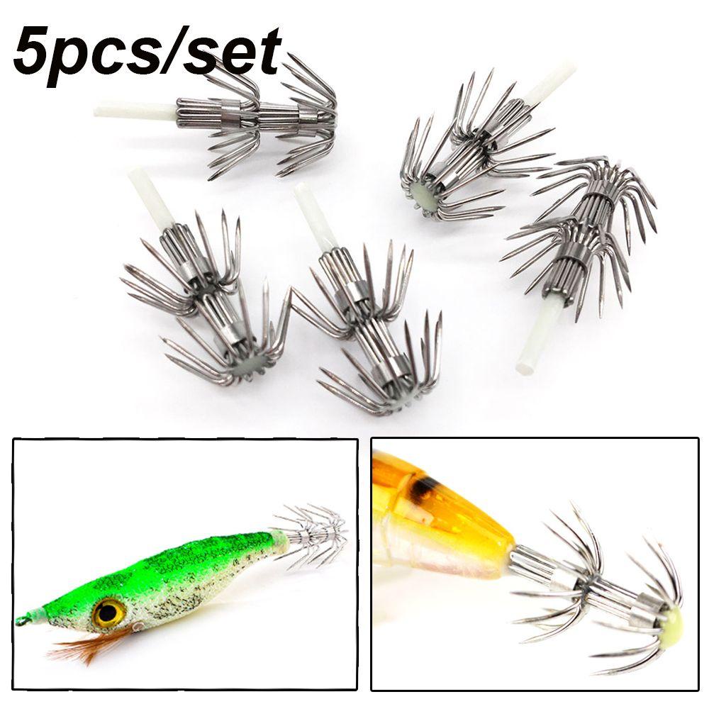 Mag 5 Cái 2.0# 2.5# 3.0# 3.5# 4.0# Mồi Câu Cá Giả Hình Bạch Tuộc Bằng Gỗ Hai Lớp Phát Sáng