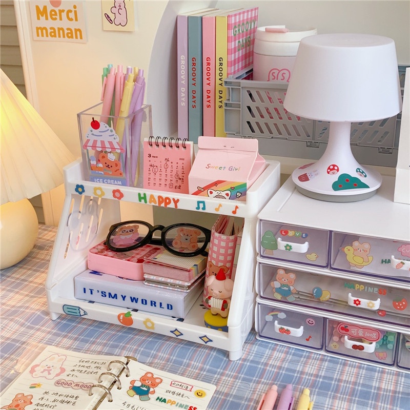 Kệ để bàn học đựng mỹ phẩm gia vị bàn làm việc mini 2 tầng decor siêu xinh Cute Shop