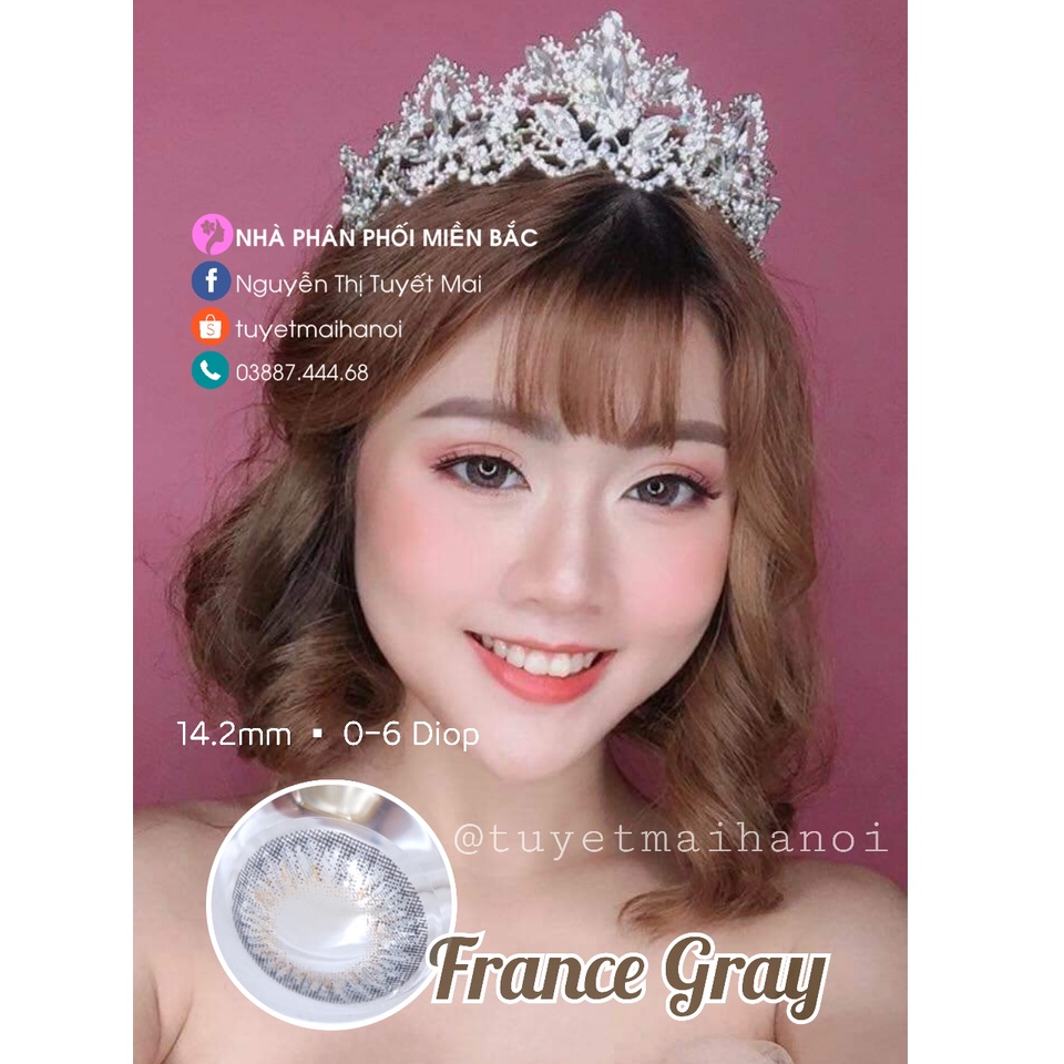 [ Ảnh Thật ] Lens Cận Màu Xám Tây France Gray 14.2mm - Kính Áp Tròng Hàn Quốc Vassen Sexy Me