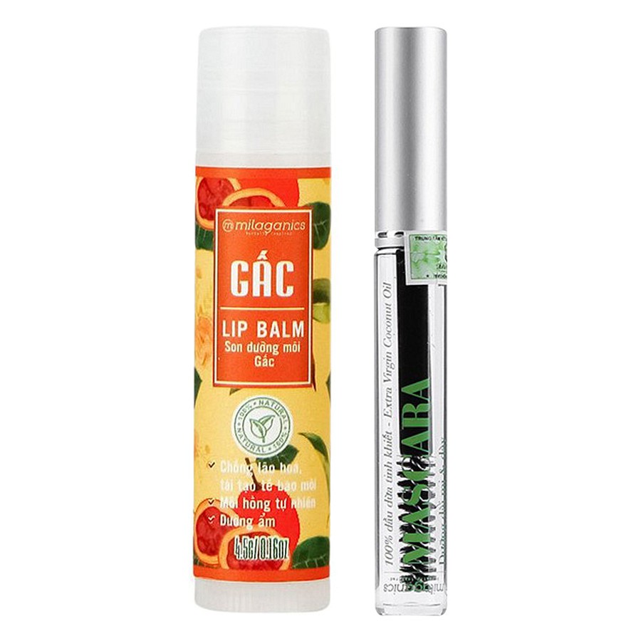 Combo Son Gấc + Mascara Dầu Dừa Dưỡng Mi Milaganics