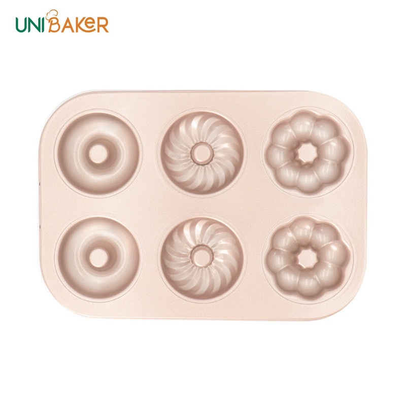 Khuôn nướng 6 bánh Donut hoa văn Unibaker