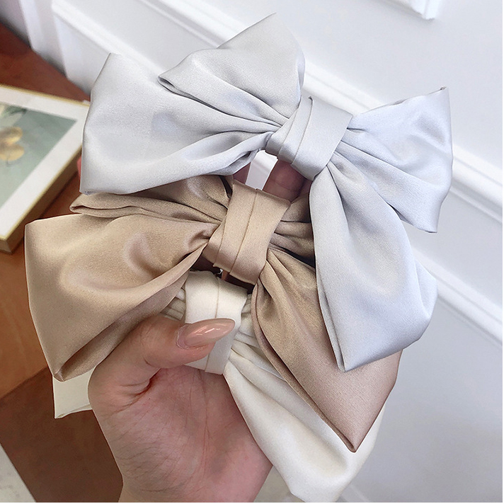 Kẹp Tóc Hình Nơ Vải Satin Phong Cách Hàn Quốc