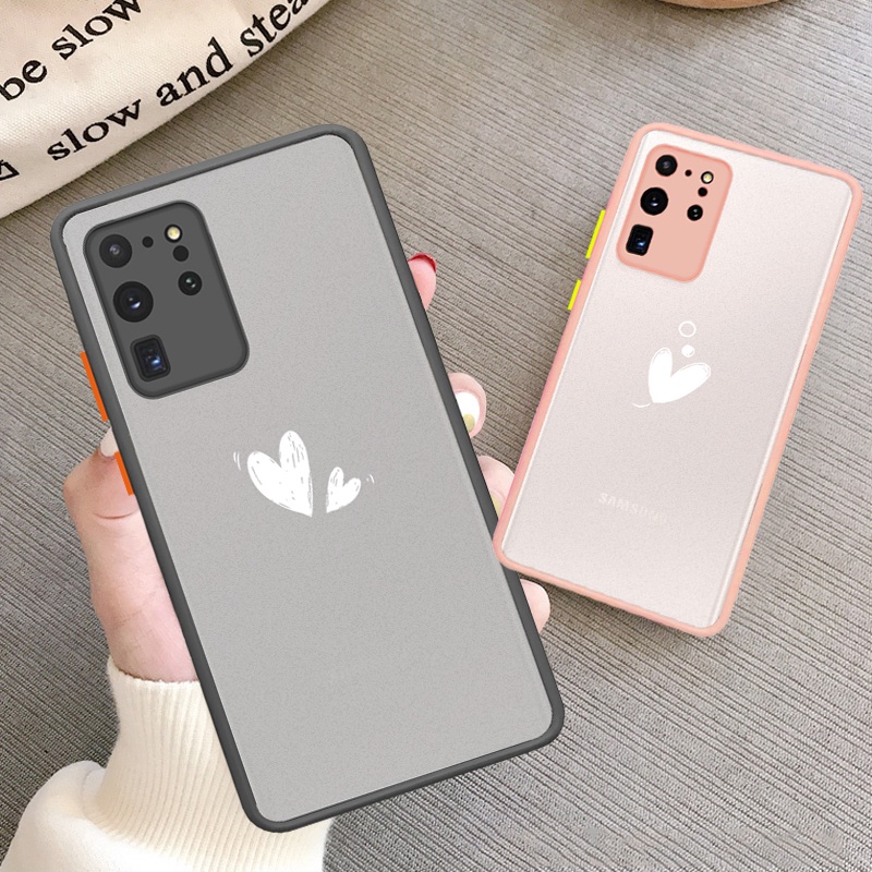 For Samsung Galaxy Note 20 Ultra Note10 A30 A50 A20 A70 A50S A10 Heart Couple Casing Accurate Protective Hard Scrub Cover Phone Case vỏ điện thoại
