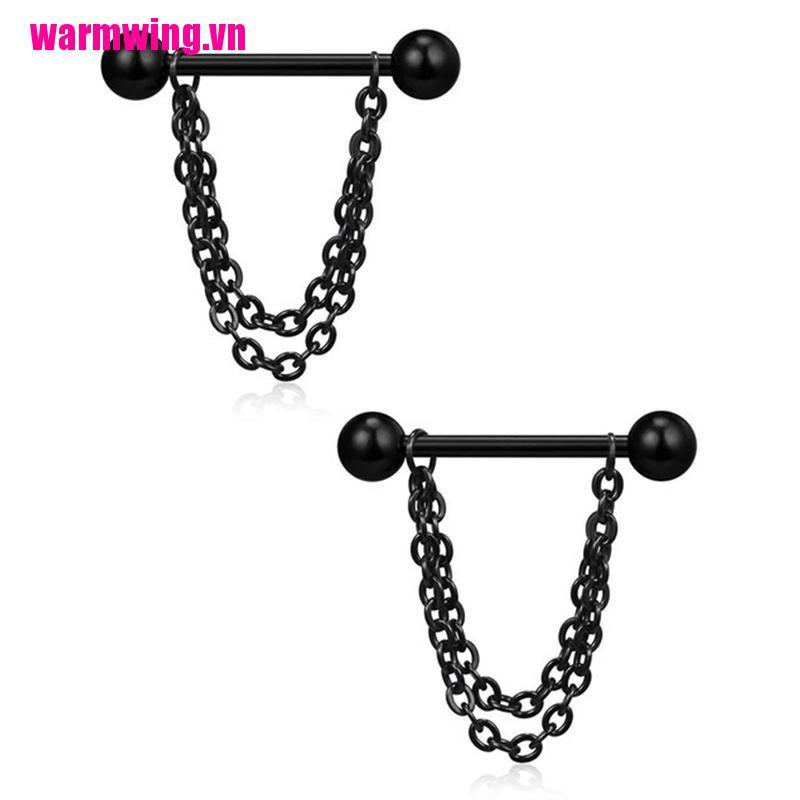 Set 2 Khuyên Nhũ Hoa Bằng Thép Không Gỉ Hình Trái Tim