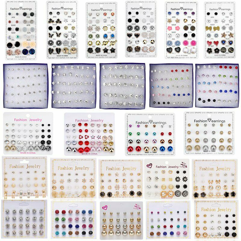 50 Phong Cách!!! Bộ 6 / 12 / 20 Bông Tai Ngọc Trai Và Đá Rhinestone