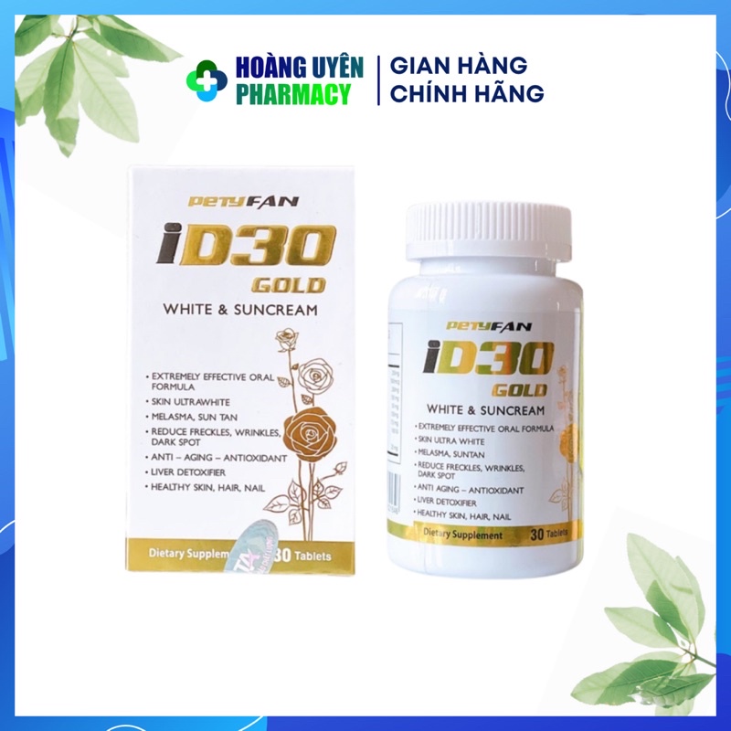 Viên uống trắng da chống nắng Petyfan ID30 Gold - Hộp 30 viên