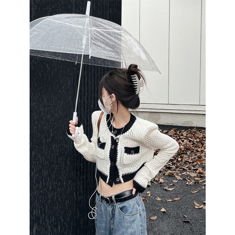 Áo cardigan dệt kim tay dài cổ tròn màu trơn thời trang Hàn Quốc cho nữ