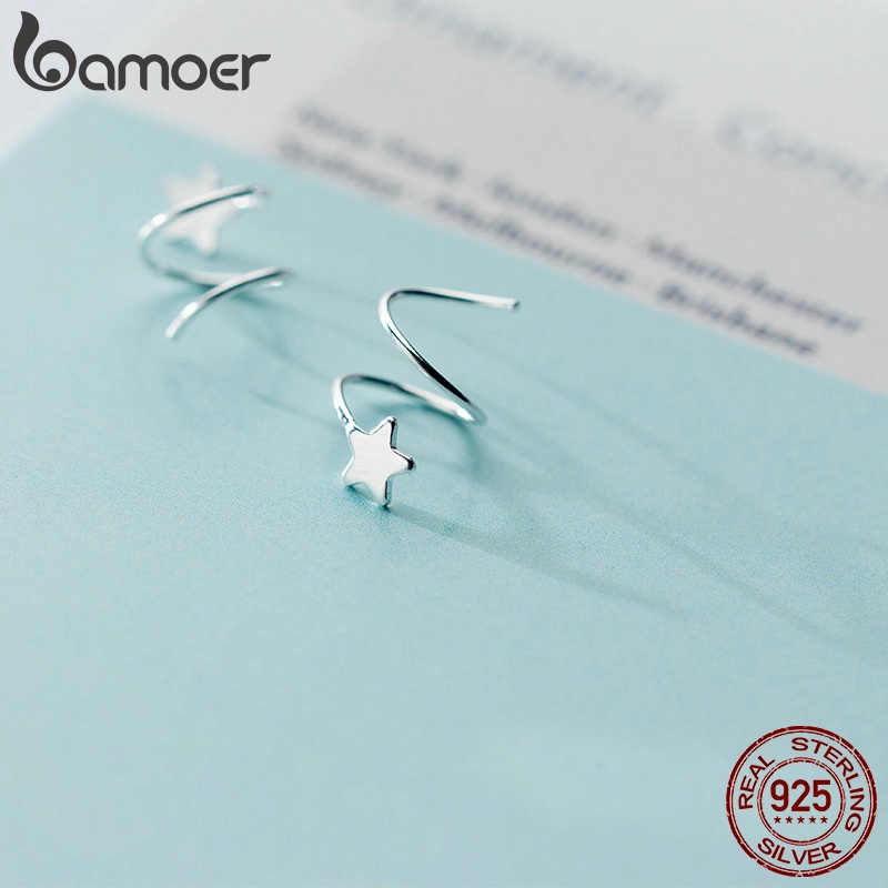 Bông tai BAMOER ngôi sao năm cánh bạc 925 thời trang