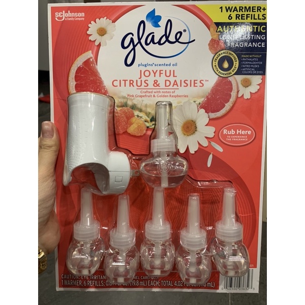 Bộ tinh dầu thơm cắm điện Glade Cashmere Woods & Clean Linen Scented Oil 1 Warmer + 6 Refills