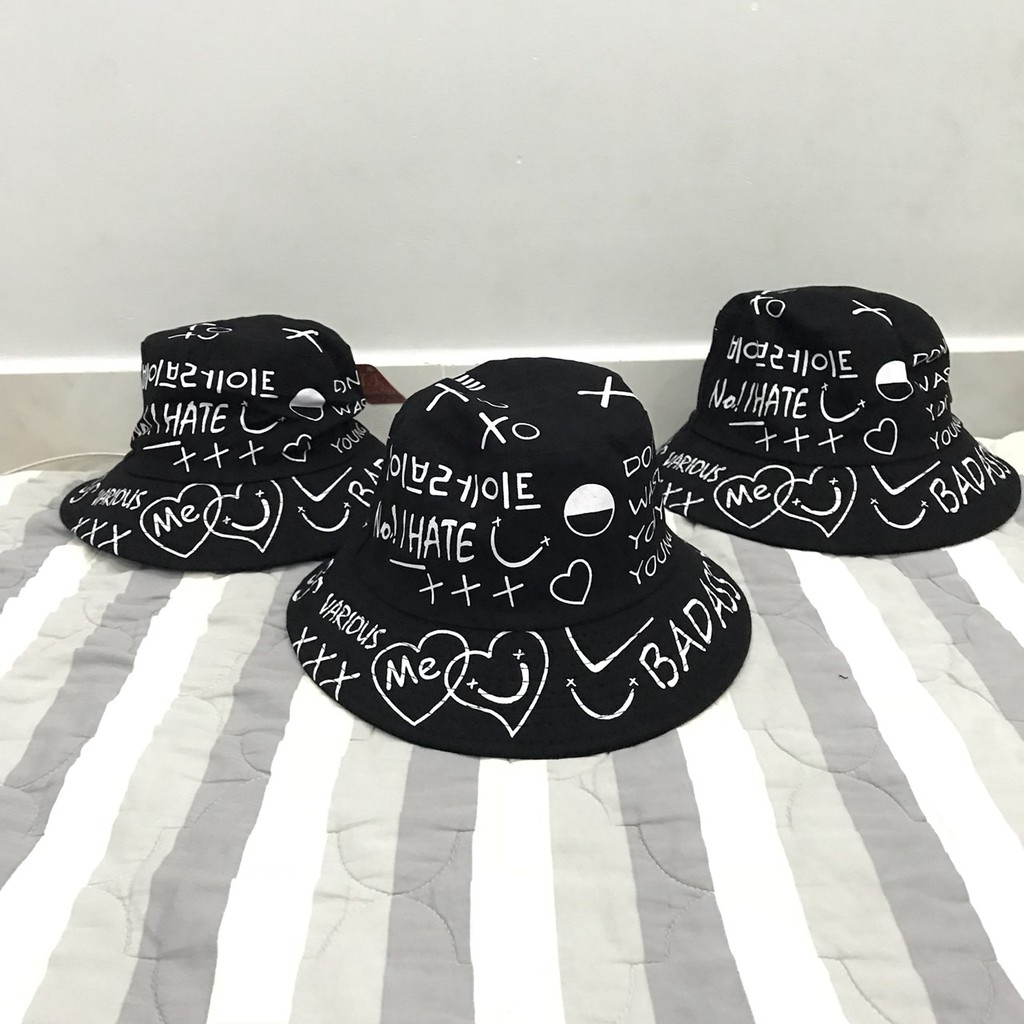 Mũ bo tròn bucket vẽ nhiều họa tiết