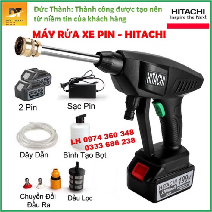 Siêu hot Máy Rửa Xe Pin HITACHI 199V, Rửa Xe-Phun Cây Cảnh.