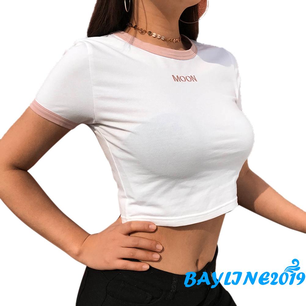 Áo lửng thêu chữ đơn giản dễ thương dành cho nữ