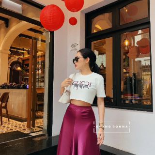 Sét áo croptop chân váy lụa cao cấp