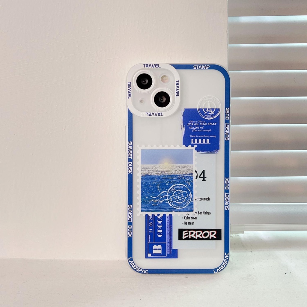 Ốp điện thoại TPU trong suốt họa tiết tem thích hợp cho iphone 13 12 11 pro max x xr xsmax 7 / 8plus