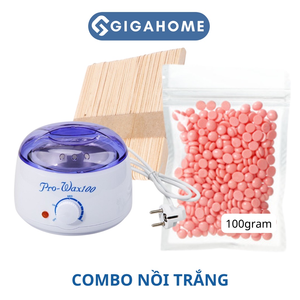 Combo Nồi Đun Sáp Wax GIGAHOME + 100gram Sáp Wax Lông Cao Cấp Và 5 Que Gỗ Lớn
