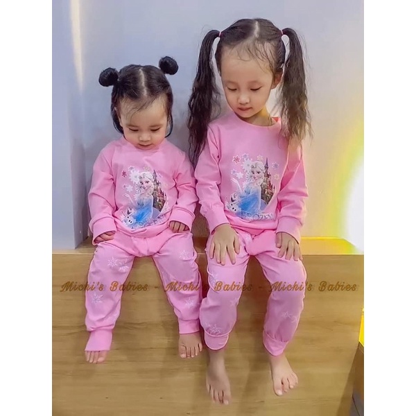 Bộ cotton elsa thu đông siêu xinh cho bé