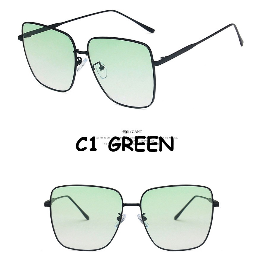 Kính Mát Gọng Kim Loại Hình Vuông Phong Cách Hàn Quốc Cho Nam Và Nữ