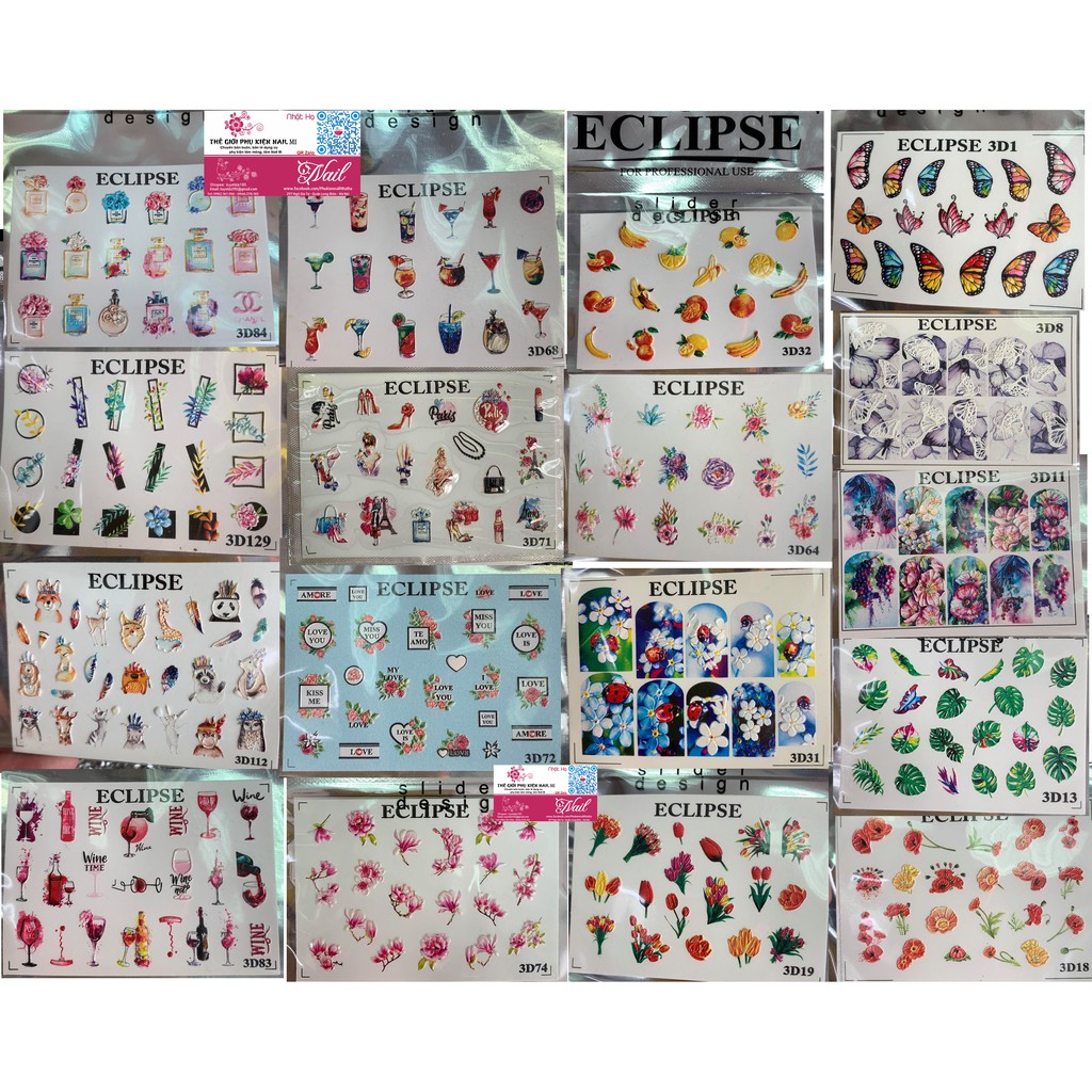 Dán Sticker 3D Nổi Cực Đẹp Siêu Mỏng Không Thấm Nước Mẫu Mới -Lẻ 1 Cái