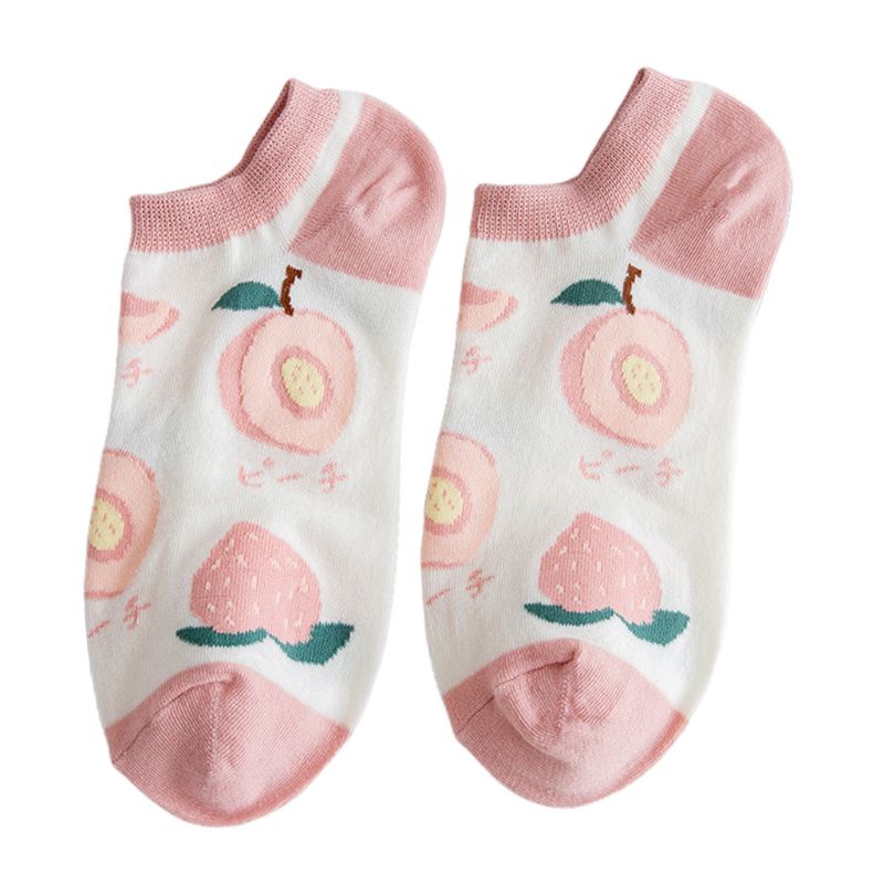 Xiangbao Tất Thuyền Ngắn In Hình Trái Cây Dễ Thương Cho Nữ