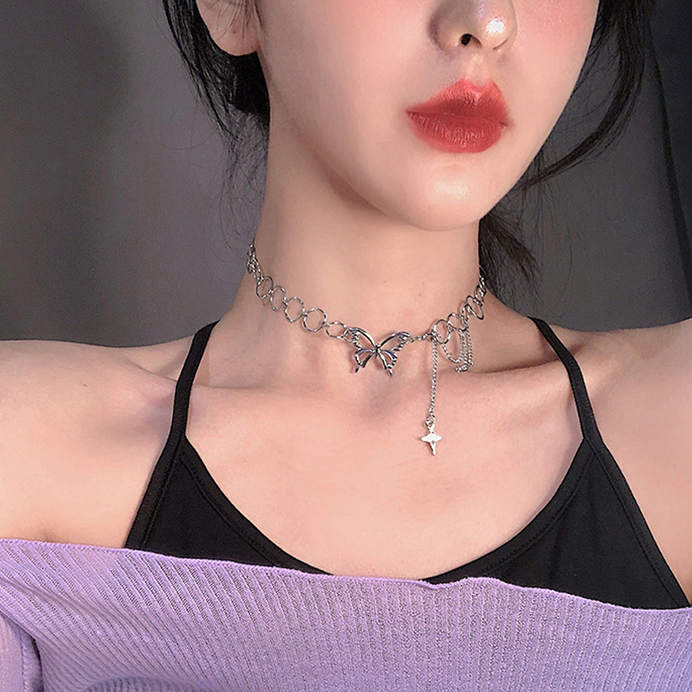 Dây chuyền hợp kim dáng dài trang trí mặt bướm xinh xắn thời trang