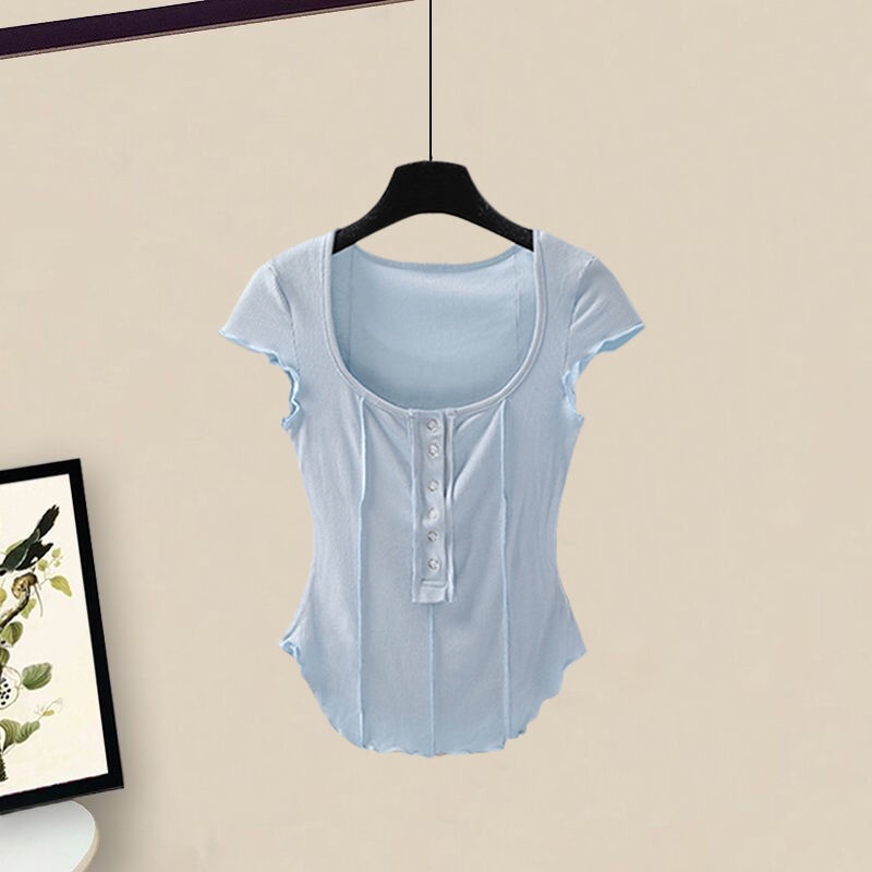 Jiashucheng Set Áo Thun Cổ Chữ u Và Chân Váy Jeans Thời Trang Nữ Tính